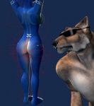 anthro blue_body blue_fur blue_hair butt duo eyewear female fur glasses hair male male/female sunglasses white_body white_fur vulpesco dat_ass_(meme) nintendo star_fox krystal_(star_fox) canid canine fox mammal model 3d_(artwork) digital_media_(artwork) meme unfinished