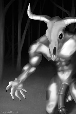 animal_genitalia animal_penis anthro athletic attack balls big_balls big_penis bone equine_genitalia equine_penis erection genitals horn horror_(theme) looking_at_viewer male muscular muscular_anthro muscular_male nipples nude penis presenting saggy_balls skull skull_head solo naughty_borzoi mythology hale_(rileoli) bovid bovine cryptid equid equine mammal mythological_creature 2:3 absurd_res hi_res