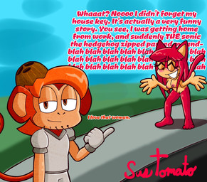 anthro areola blush bottomwear breasts clothed clothing coconut dialogue drupe_(fruit) duo eyes_closed female food fruit genitals gloves hair handwear long_hair looking_at_viewer male nipples nude outside pants plant public public_nudity shirt smile tail teeth text topwear vulva sussytomato sega sonic_the_hedgehog_(series) cocoa_(sussytomato) lindsey_(sussytomato) domestic_cat felid feline felis haplorhine mammal monkey primate english_text hi_res