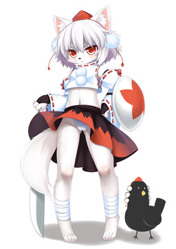 :< anthro anthrofied armwear asian_clothing bandage barefoot beak black_nose bottomwear bridal_gauntlets clothed clothing detached_sleeves duo east_asian_clothing feet female fundoshi fur hair hat headgear headwear hindpaw japanese_clothing kemono loli melee_weapon midriff miko_outfit navel paws red_eyes shield short_hair simple_background skirt sword tail tail_under_skirt toes tokin_hat underwear upskirt weapon white_background white_body white_fur white_hair wolf_tail young wolflong asian_mythology east_asian_mythology japanese_mythology mythology touhou aya_shameimaru momiji_inubashiri avian bird canid canine canis corvid corvus_(genus) crow mammal oscine passerine tengu wolf yokai