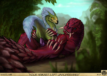 butt claws cloacal cloacal_penetration day duo erection fangs female female_penetrated feral feral_on_feral feral_penetrated feral_penetrating feral_penetrating_feral finger_claws genitals male male/female male_penetrating male_penetrating_female nature nature_background outside penetration penile penile_penetration penis plant raised_tail sex shrub sky surprised tail teeth text toe_claws vstlm capcom monster_hunter bird_wyvern fanged_wyvern odogaron seikret absurd_res digital_drawing_(artwork) digital_media_(artwork) english_text hi_res