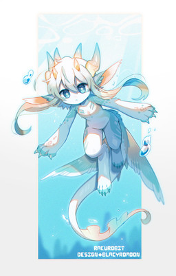 6_horns ambiguous_gender anthro bangs blue_eyes border bubble claws featureless_crotch feet frill_(anatomy) frown hair handpaw horn kemono looking_at_viewer multi_horn nude paws semi-anthro sidelocks solo tail text water white_border wings rakurobit mythology aquatic aquatic_dragon dragon mythological_creature mythological_scalie scalie absurd_res english_text hi_res
