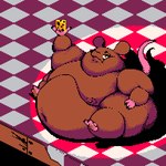 brown_body brown_fur cheese dairy_products double_chin food fur immobile immobilization male micro moobs morbidly_obese obese overweight overweight_male semi-anthro solo bucklerparry mammal murid murine rat rodent digital_media_(artwork) pixel_(artwork)