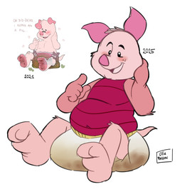 anthro belly bodily_fluids diaper feces genital_fluids male overweight pooping slightly_chubby soiled_diaper soiling soiling_diaper solo unclean_diaper urine used_diaper using_diaper wet wet_diaper wetting wetting_diaper possumkiddo disney winnie_the_pooh_(franchise) piglet domestic_pig mammal suid suine sus_(pig) 2025 absurd_res hi_res