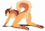 angiewolf anthro anus blue_eyes breasts brown_eyes butt canid canine canis digital_media_(artwork) digitigrade domestic_dog female genitals mammal nipples nude pawpads pussy simple_background smile solo white_background