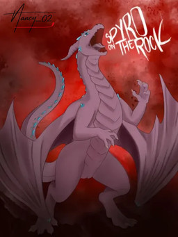 anthro blue_horn blue_spikes claws digitigrade fire horn looking_up male muscular open_mouth purple_body roaring rock scales solo standing tail volcanic wings activision mythology spyro_the_dragon the_legend_of_spyro fan_character spyro_(character) dragon mythological_creature mythological_scalie scalie digital_media_(artwork) full-length_portrait portrait