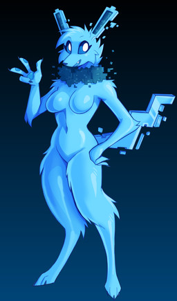 3_toes 4_fingers anthro black_background blue_background blue_body blue_ears blue_fur blue_hair blue_inner_ear blue_mouth blue_pawpads blue_sclera blue_tail blue_tongue breasts claws fangs feet female female_anthro fingers fur gradient_background hair mane medium_breasts navel nude open_mouth pawpads simple_background small_waist solo tail teeth toes tongue tuft white_eyes inget nintendo pokemon shockwave_(liquafusion) eeveelution generation_1_pokemon jolteon pokemon_(species) 2026 absurd_res hi_res