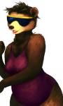 anthro breasts clothed clothing eyewear female fully_clothed fur hair pose sleeveless slightly_chubby smile solo sunglasses swimwear wearing_sunglasses oddwilds bear mammal 2014 3:5 digital_media_(artwork) digital_painting_(artwork) hi_res pinup