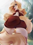 anthro big_butt blonde_hair breasts butt female hair looking_at_viewer looking_back looking_back_at_viewer solo thick_thighs bunnywhiskerz animaniacs warner_brothers minerva_mink mammal mink mustelid musteline true_musteline hi_res