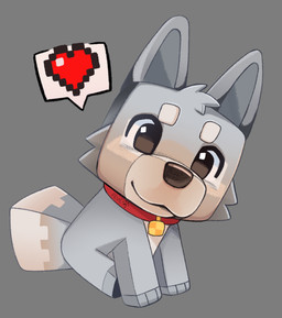 ambiguous_gender blocky_body brown_eyes brown_nose collar collar_only feral grey_background grey_body head_tuft heart_symbol looking_at_viewer markings nude red_collar simple_background sitting smile solo tan_markings toony tuft young feve microsoft minecraft mojang xbox_game_studios canid canine canis mammal wolf wolf_(minecraft) colored digital_drawing_(artwork) digital_media_(artwork) full-length_portrait hi_res portrait shaded