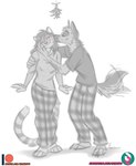 2023 4_toes alex_(helinon) anthro anthro_on_anthro artist_name australian_shepherd barefoot biped blush bottomwear canid canine canis claws clothing clouded_leopard dated daww digital_drawing_(artwork) digital_media_(artwork) domestic_dog duo eyebrows eyes_closed feet felid female finger_claws fingers fur german_shepherd hair happy head_tuft herding_dog hi_res interspecies kissing kissing_cheek long_hair long_sleeve_shirt long_tail male male/female mammal markings mistletoe mixed_breed neriya_(helinon) nicnak044 pantherine pastoral_dog patreon patreon_logo patreon_username pattern_bottomwear pattern_clothing plaid plaid_bottomwear plaid_clothing plant ring_(marking) ringed_tail romantic romantic_couple sheepdog shirt signature sketch smile standing striped_markings striped_tail stripes subscribestar subscribestar_logo sweatpants t-shirt tail tail_markings tail_motion tailwag text toe_claws toes topwear tuft url whiskers