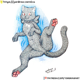 3_toes black_body black_fur black_nose claws crotch_lines feet female feral foot_fetish fur legs_in_air looking_at_viewer lying lying_on_ground on_back on_ground patreon_logo patreon_username pawpads paws pink_paws red_eyes smile smiling_at_viewer solo spread_legs spreading text toes yordraw patreon tsukihime type-moon len_(tsukihime) domestic_cat felid feline felis mammal 1:1 hi_res painting_(artwork) traditional_media_(artwork) traditional_painting_(artwork) url