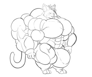 4_fingers anthro big_bulge big_muscles bulge clothing crown fingers genitals growth hair headgear huge_bulge huge_muscles hyper hyper_bulge hyper_muscles male muscular muscular_anthro muscular_male pecs solo tail underwear vezerem celtic_mythology european_mythology final_fantasy final_fantasy_vii mythology square_enix cait_sith_(ff7) cat-sith domestic_cat felid feline felis mammal hi_res