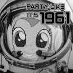 1960s_theme astronaut female feral russian solo spacesuit unknown_artist friendship_is_magic hasbro my_little_pony pinkie_pie_(mlp) yuri_gagarin earth_pony equid equine horse mammal pony 1:1