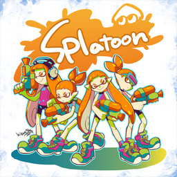 angry backpack eyewear female goggles group gun hair holding_gun holding_object holding_ranged_weapon holding_weapon humanoid_pointy_ears long_hair male mask orange_eyes orange_hair pointy_ears pseudo_hair ranged_weapon splattershot suction_cup tentacle_hair tentacles weapon トキノ唯夏 nintendo splatoon inkling_boy inkling_girl animal_humanoid aquatic aquatic_humanoid cephalopod cephalopod_humanoid humanoid inkling mollusk mollusk_humanoid 1:1