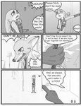 angry anthro blush bodily_fluids canid canine clothed clothing comic dialogue dipstick_ears disney duo ear_markings english_text female fox fur greyscale hi_res judy_hopps lagomorph leporid male mammal monochrome multicolored_ears nick_wilde police police_uniform rabbit red_fox sweat text the_gory_saint true_fox uniform zootopia
