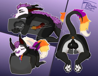 anthro black_body bodily_fluids breeding_mount cum cum_inside drooling fur genital_fluids genitals knot knotted_penis male orange_penis penis purple_body purple_fur saliva solo tourmaline_dragon spyke_the_bat bat mammal absurd_res hi_res