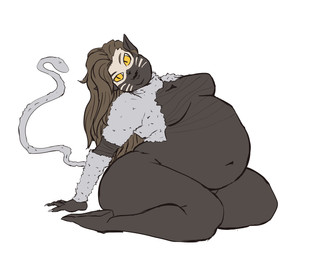 arm_warmers armwear belly belly_overhang big_belly breasts brown_hair chubby_cheeks claws clothing curvy_figure double_chin female hair head_tilt kneeling lips long_hair medium_breasts navel_outline one_fang pointy_ears pose pupils seiza shrug_(clothing) simple_background sitting skinsuit slit_pupils solo tail thick_thighs three-quarter_view tight_clothing wavy_hair white_background wide_hips yellow_eyes oda-lee atlus megami_tensei sega nekomata_(megami_tensei) animal_humanoid cat_humanoid felid felid_humanoid feline feline_humanoid humanoid mammal mammal_humanoid 2020 absurd_res digital_drawing_(artwork) digital_media_(artwork) full-length_portrait hi_res portrait