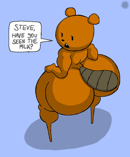 anthro beaver_tail big_butt bottom_heavy brown_body brown_fur bubble_butt buckteeth butt curvy_figure dialogue eyelashes featureless_feet feet femboy fur hands_on_hips high-angle_view huge_butt logo looking_back male rear_view solo speech_bubble teeth text thick_thighs wide_hips thatdawgmurray beaver_and_steve beaver_(beaver_and_steve) beaver mammal rodent aliasing artist_logo artist_name digital_media_(artwork) english_text hi_res signature