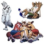 4_toes 5_fingers anthro blue_pawpads brown_body brown_fur claws eyebrows eyelashes feet fingers fur male nude pawpads paws playful simple_background smile toe_claws toes white_background kero_tzuki dannydumal canid canine canis domestic_dog mammal wolf 2021 digital_media_(artwork) hi_res