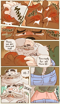 anthro bodily_fluids bottomwear butt butt_jiggle butt_slap chest_tattoo clothing embarrased_horny embarrassed embarrassed_male group hairy jiggling male male/male nude pants slap spank_(sound_effect) spank_marks_on_ass spanked_butt spanking spanking_focus spanking_mark surprised sweat sweatdrop tail tattoo tears tears_of_pain tears_of_pleasure text tired trio wedgie haxsmack cartoon_network we_bare_bears charlie_(we_bare_bears) grizzly_(we_bare_bears) ralph_(we_bare_bears) bear mammal sasquatch yeti comic english_text hi_res