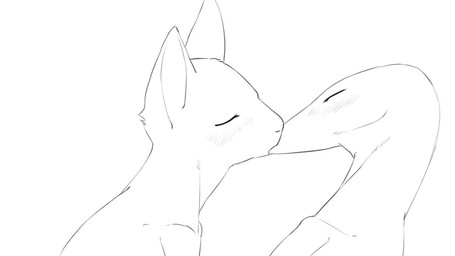 anthro biped blush bodily_fluids clothed clothing dripping duo eyes_closed french_kissing interspecies kissing male male/male saliva saliva_drip saliva_string side_view simple_background slim slim_anthro slim_male topless topless_anthro topless_male white_background duhroomie monotone_blue aoi_(mucknagabe) hachi_(mucknagabe) domestic_cat felid feline felis lizard mammal reptile scalie 16:9 2025 2d_animation animated frame_by_frame monochrome no_sound short_playtime video widescreen