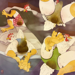 4_toes anisodactyl anthro armpit_musk avian_feet bed bedding blanket bodily_fluids bulge butt claws clothed clothing dirty dirty_underwear erection feces feet furniture genital_fluids heart_print heart_print_underwear lying male messy on_front on_side scuted_legs scutes smelly smelly_butt soiling solo tail toes underwear underwear_only urine wetting jooper julian_peri avian bird chicken galliform phasianid hi_res