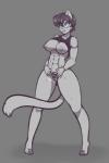 abs anthro areola blue_eyes breasts eyewear female genitals glasses muscular muscular_anthro muscular_female nipples pussy solo scorpdk anastasia_rose_tress felid mammal 2017 hi_res monochrome