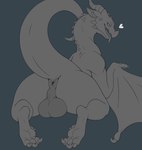 anus backsack balls big_balls butt claws feral genitals male presenting presenting_anus presenting_balls solo tail toe_claws kedoragi european_mythology mythology dragon mythological_creature mythological_scalie scalie western_dragon wyvern absurd_res hi_res