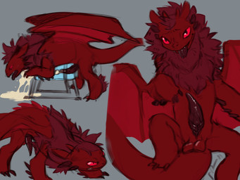 angry balls bodily_fluids breeding_mount cum cum_on_ground ejaculation erection feral front_view fur genital_fluids genitals grey_background lying male mane membrane_(anatomy) membranous_wings no_sclera on_back open_mouth penis pupils red_balls red_body red_eyes red_fur red_mane red_penis red_tongue red_wings side_view simple_background slit_pupils solo tail tapering_penis tongue tongue_out unsigned wings nononge dreamworks european_mythology how_to_train_your_dragon mythology dragon fury_(httyd) mythological_creature mythological_scalie night_fury scalie western_dragon absurd_res colored_sketch hi_res sketch sketch_page