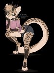 anthro breasts clothed clothing countershading ear_piercing eyebrows eyelashes feet female fingers green_eyes piercing smile solo toes kittydee sya sya_ruusa felid feline hybrid mammal 2021 alpha_channel digital_media_(artwork) hi_res