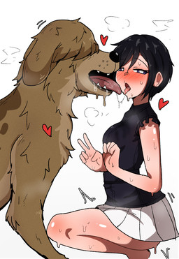 ambiguous_gender aroused_face bestiality bestiality_kiss blush bodily_fluids bottomwear clothed clothing crouching duo eyebrow_through_hair eyebrows female female_on_feral feral french_kissing gesture glistening_thighs hair hand_gesture human_on_feral interspecies kissing male male/female male_feral raised_eyebrow saliva saliva_string skirt sweat sweaty_legs sweaty_thighs tongue translucent translucent_hair v_sign mrchuuni kingdom_hearts square_enix xion_(kingdom_hearts) canid canine canis domestic_dog human mammal hi_res