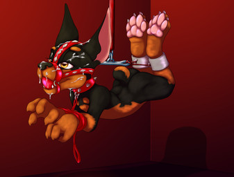 4_fingers 4_toes amber_eyes anthro arms_tied ball_gag bdsm black_body black_fur bodily_fluids bound brown_body brown_fur butt collar cum cum_on_face detailed_background featureless_chest feet female fingers fur gag genital_fluids harness inside leash legs_tied loli multicolored_body muzzle_(object) muzzled nude pawpads pink_pawpads short_tail solo spiked_collar spikes suspension tail toes two_tone_body young young_anthro young_female sogaroth canid canine canis dobermann domestic_dog mammal pinscher 2017 digital_media_(artwork) hi_res