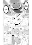 2021 ambiguous_gender blastoise blush close-up comic dialogue digital_media_(artwork) duo eeveelution english_text feral flash_bubble generation_1_pokemon generation_4_pokemon hi_res leafeon monochrome nintendo pokemon pokemon_(species) pokemon_mystery_dungeon reptile rocky_shore scalie scarf sea seaside shaded speech_bubble spike_chunsoft surprised_expression text water yamatokuroko965