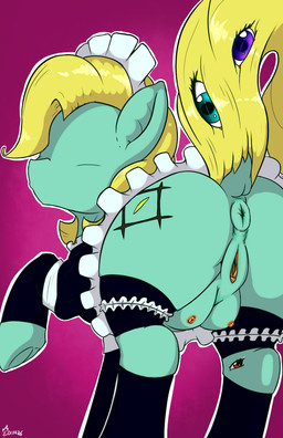 blonde_hair body_horror clothing crotch_breasts faceless faceless_character faceless_female female female_feral feral genitals green_body hair leg_eye maid_apron maid_headdress maid_uniform multi_eye solo tail_eye teats uniform unusual_anatomy unusual_eye_placement vulva edgarkingmaker hasbro my_little_pony earth_pony eldritch_being equid equine horse mammal pony hi_res