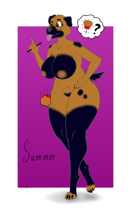 animal_genitalia anthro apple areola barely_visible_genitalia barely_visible_vulva big_breasts biped black_body black_breasts black_crotch black_ears black_fur black_tail black_vulva breasts brown_areola brown_body brown_eyes brown_fur candy candy_apple casual_nudity claws curvy_figure dessert digitigrade dipstick_snout dipstick_toes eyebrows falling_object feet female food freckled_face freckles fruit fur genitals grey_nose holding_object huge_breasts leg_markings looking_confused markings multicolored_body multicolored_fur name_tag nipples nude paws pink_nipples pink_tongue plant question_mark questioning_look raised_eyebrow shoulder_spots simple_background socks_(marking) solo spots spotted_body spotted_fur tail thick_calves thick_thighs thought_bubble toes tongue tongue_out tuft two_tone_body two_tone_fur voluptuous voluptuous_female vulva walking wide_hips bbear summer_(bbear) canid canine canis domestic_dog mammal mastiff molosser rottweiler 2025 absurd_res dated digital_media_(artwork) hi_res signature