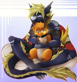 abstract_background accessory alternate_species anthro armband collar duo electricity eyewear fin furgonomics glasses grumpy male smile tail tail_accessory tailband aspenbear mythology nintendo pokemon fan_character ladon_(character) warden006_(character) aquatic aquatic_dragon dragon generation_1_pokemon mammal mythological_creature mythological_scalie pokemon_(species) raichu rodent scalie absurd_res hi_res