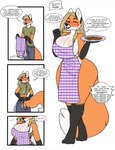 anthro apron apron_only big_breasts blonde_hair blush breast_growth breasts butt chicken_meat chicken_nugget clothed clothing curvy_figure dialogue female female_focus food fur gender_transformation growth hair hair_growth happy long_hair male meat mind_alteration mtf_transformation open_mouth orange_body orange_fur personality_change simple_background solo speech_bubble surprised_expression tail text thick_thighs transformation white_background white_body white_fur hostile-elf i_mean_breast_milk canid canine fox mammal colored comic english_text hi_res meme