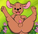 anthro anus balls butt feet genitals humanoid_genitalia humanoid_penis legs_up male penis presenting presenting_anus smile solo spread_legs spreading young jhussethy disney winnie_the_pooh_(franchise) roo_(winnie_the_pooh) kangaroo macropod mammal marsupial hi_res