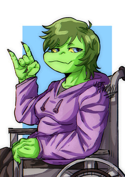 5_fingers anthro blue_eyes claws clothing devil_horns_(gesture) disability female finger_claws fingers gesture green_body green_hair green_scales hair hand_gesture hoodie looking_at_viewer paraplegic scales short_hair simple_background sitting smile snout solo text topwear vehicle wheelchair yellow_sclera whit3pinkmann cavemanon_studios i_wani_hug_that_gator olivia_halford baryonyx dinosaur prehistoric_species reptile saurischian scalie spinosaurid theropod 2024 absurd_res artist_name digital_drawing_(artwork) digital_media_(artwork) hi_res signature