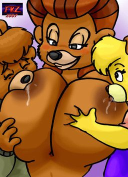 anthro areola big_areola big_breasts blush bodily_fluids breast_play breast_suck breastfeeding breasts collaborative collaborative_breastfeeding female group huge_breasts lactating male mature_anthro mature_female milk nipples nude sucking young young_anthro fbz disney talespin kit_cloudkicker molly_cunningham rebecca_cunningham bear mammal 2007 hi_res mother_(lore) parent_(lore)