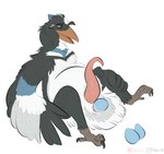 anthro beak curved_penis egg erection feet genitals male oviposition penis solo talons tapering_penis toes winged_arms wings ammyfatxolotl avian bird hi_res