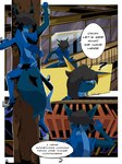 anthro city clothing dark_pup dialogue factory hero hero_fur male text uniform drago-kun darkpup canid canine canis mammal wolf 3:4 comic english_text hi_res