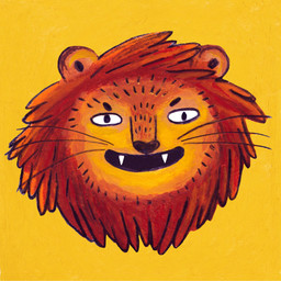 ambiguous_form ambiguous_gender black_nose black_whiskers brown_body brown_fur brown_mane fangs fur looking_at_viewer mane open_mouth open_smile simple_background smile solo teeth whiskers yellow_background osier_forest felid lion mammal pantherine 1:1 2022 headshot_portrait hi_res portrait