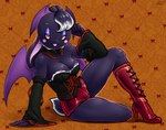 anthro boots breasts clothing fangs female floppy_ears footwear high_heeled_boots high_heels latex lop_ears nipples shoes solo tail teeth vampire_costume wings revtilian sr vib-ribbon vibri vibri_(sr) lagomorph leporid mammal rabbit 2024 absurd_res artist_collaboration hi_res