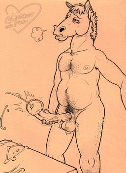anatomically_correct anatomically_correct_genitalia anatomically_correct_penis animal_genitalia animal_penis anthro areola armpit_hair balls belly belly_hair big_belly big_penis biped bite biting_lip biting_own_lip bodily_fluids body_hair breath butt chest_hair cum cum_on_furniture cumshot ejaculation equine_genitalia equine_penis erection flared_penis genital_fluids genitals hair holding_penis humanoid_hands lidded_eyes male masturbation mature_anthro mature_male medial_ring navel nipples nude orgasm orgasm_face overweight overweight_anthro overweight_male penile penile_masturbation penis pubes retracted_balls self_bite sheath simple_background solo standing tailless teeth throbbing throbbing_balls vein veiny_penis littlestfuzz bojack_horseman netflix bojack_horseman_(character) equid equine horse mammal 2022 absurd_res hi_res pen_(artwork) traditional_media_(artwork)
