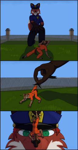 anthro female macro male micro paws vore madraoluv2 narrsvans canid canine fox hyena mammal comic hi_res