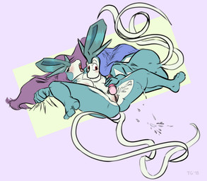 2_tails 3_toes 5_fingers abstract_background anthro anthro_on_anthro anthrofied big_breasts biped blue_body blue_hair blush bodily_fluids breast_play breast_suck breasts clitoral clitoris collarbone countershade_face countershade_legs countershade_torso countershading duo ejaculation eyelashes eyes_closed feet female female/female fingers genital_fluids genitals grabbing_sheets green_background hair hitachi_magic_wand holding_object holding_sex_toy holding_vibrator humanoid_feet humanoid_hands long_hair long_tail looking_at_another looking_at_genitalia looking_at_partner looking_at_vulva looking_pleasured lying markings multi_tail multicolored_body nipples nude on_back on_side open_mouth orgasm orgasm_face pink_nipples pink_tongue pink_vulva plantigrade pokemorph purple_background purple_hair red_eyes sex sex_toy simple_background snout spikes spots spotted_body spread_legs spreading sucking tail thin_tail toes tongue toying_partner two_tone_body vaginal vaginal_fluids vaginal_squirting vibrator vulva wand_vibrator white_body white_countershading white_spots white_tail totalgary nintendo pokemon canid canine generation_2_pokemon legendary_pokemon mammal pokemon_(species) shiny_pokemon suicune digital_drawing_(artwork) digital_media_(artwork) full-length_portrait hi_res portrait