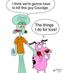 big_nose bottomless brown_clothing brown_shirt brown_topwear clothed clothing fur pink_body pink_fur shirt shirt_only text topwear topwear_only afrootaku917 cartoon_network courage_the_cowardly_dog i_think_we're_gonna_have_to_kill_this_guy nickelodeon spongebob_squarepants courage_the_cowardly_dog_(character) squidward_tentacles beagle canid canine canis cephalopod coleoid domestic_dog hunting_dog mammal marine mollusk octopodiform octopus scent_hound absurd_res crossover english_text hi_res meme