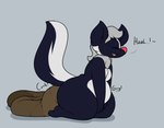 anthro excessive_feces feces hyper hyper_feces male overweight slightly_chubby solo conditional_dnp verdantphysician sharpie_(sharpieskunk) mammal mephitid skunk hi_res